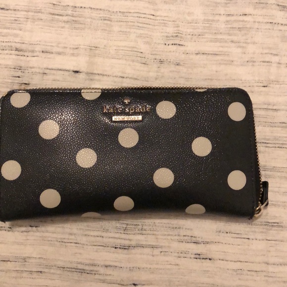 Black and white kate spade leather wallet large - Picture 1 of 4